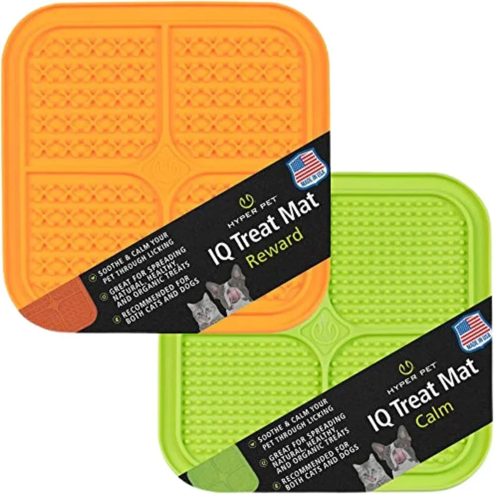2 Pack Orange Green Pet Lick Mat Dogs Dog Cat Cats Slow Feeder Treat Puzzle New